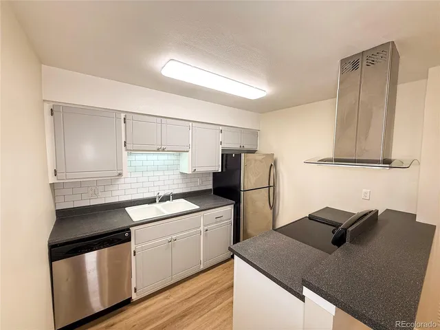 a kitchen with a sink a stove and refrigerator