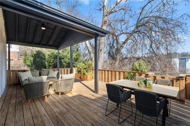 a view of a patio on the deck