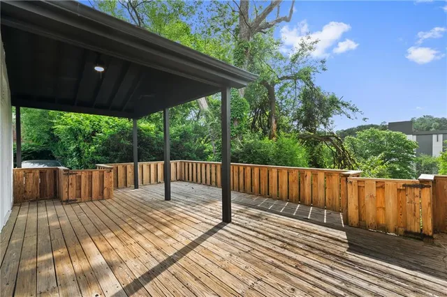 a view of a wooden deck