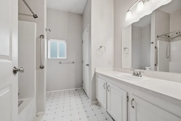 a view of a yard with swimming pool