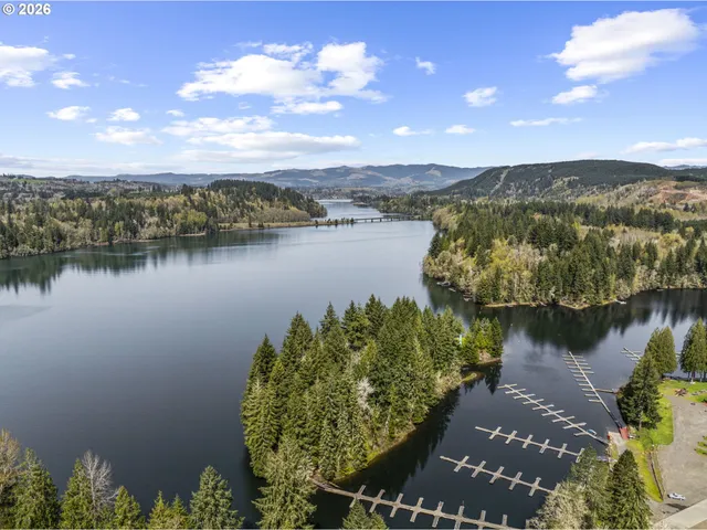 a view of a lake with a mountain in the background