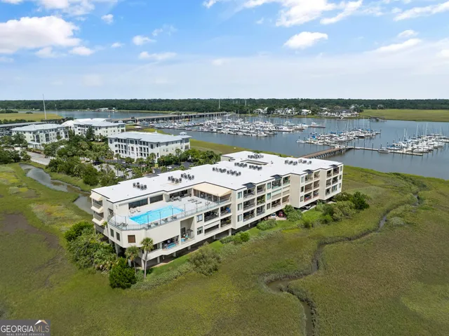 a large building with a ocean view