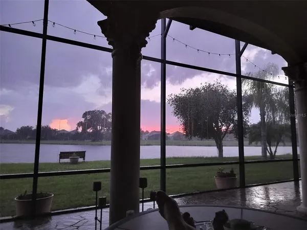 a view of a street with sitting area