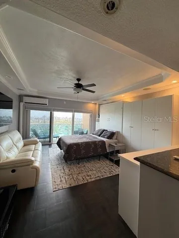 a view of balcony with furniture