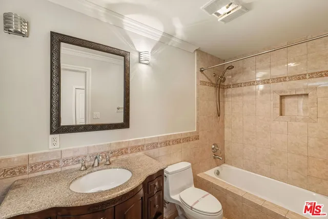 a room with a chandelier