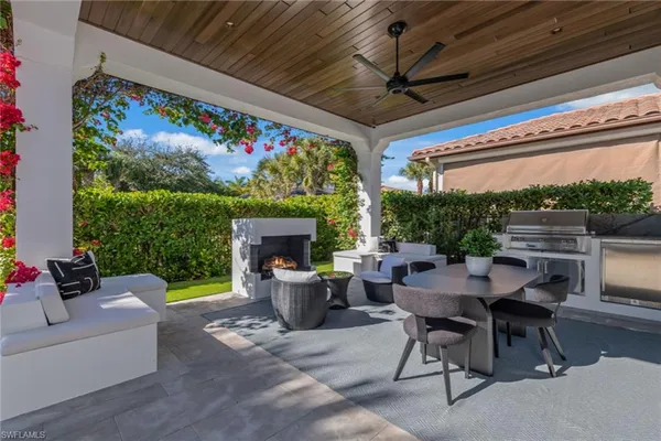 a outdoor space with furniture and garden view