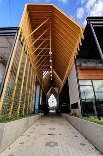 a view of a building entrance