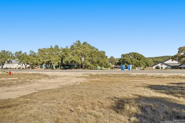a view of park with large trees
