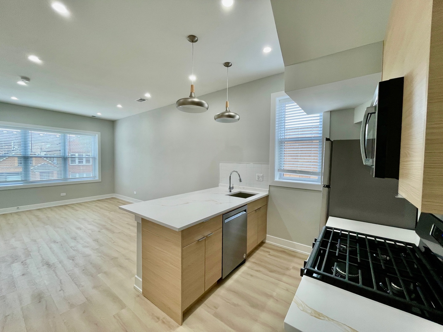 2238 West 24th Street, Unit 2F Chicago, IL 60608 - Photo 8 of 25 a kitchen that has a sink and a stove in it