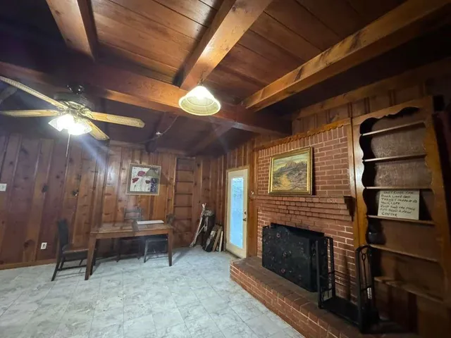 a building with a fireplace