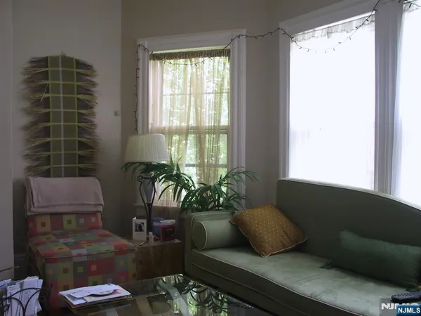 a view of a livingroom with furniture and closet
