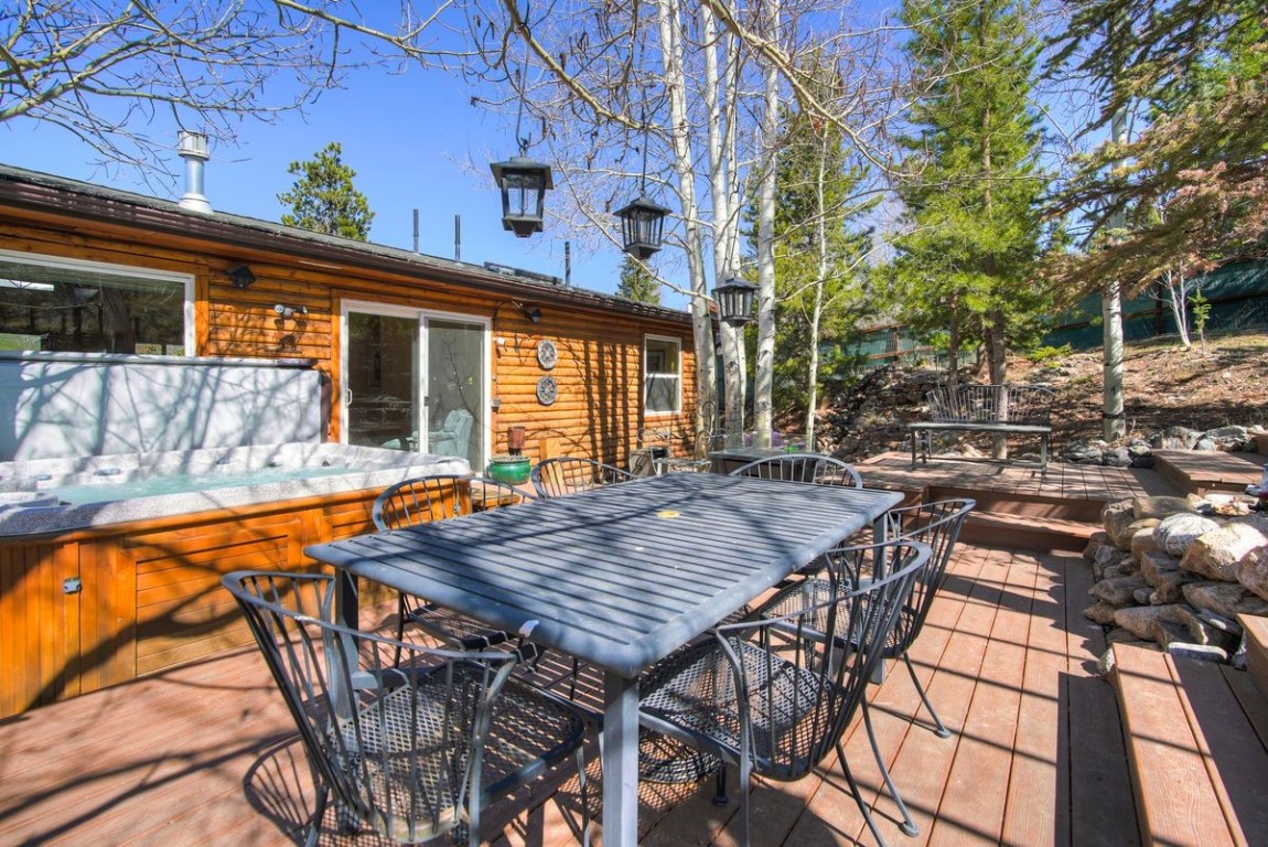 379 Hummingbird Circle Silverthorne, CO 80498 - Photo 32 of 44 a view of a wooden chairs and table on the wooden roof