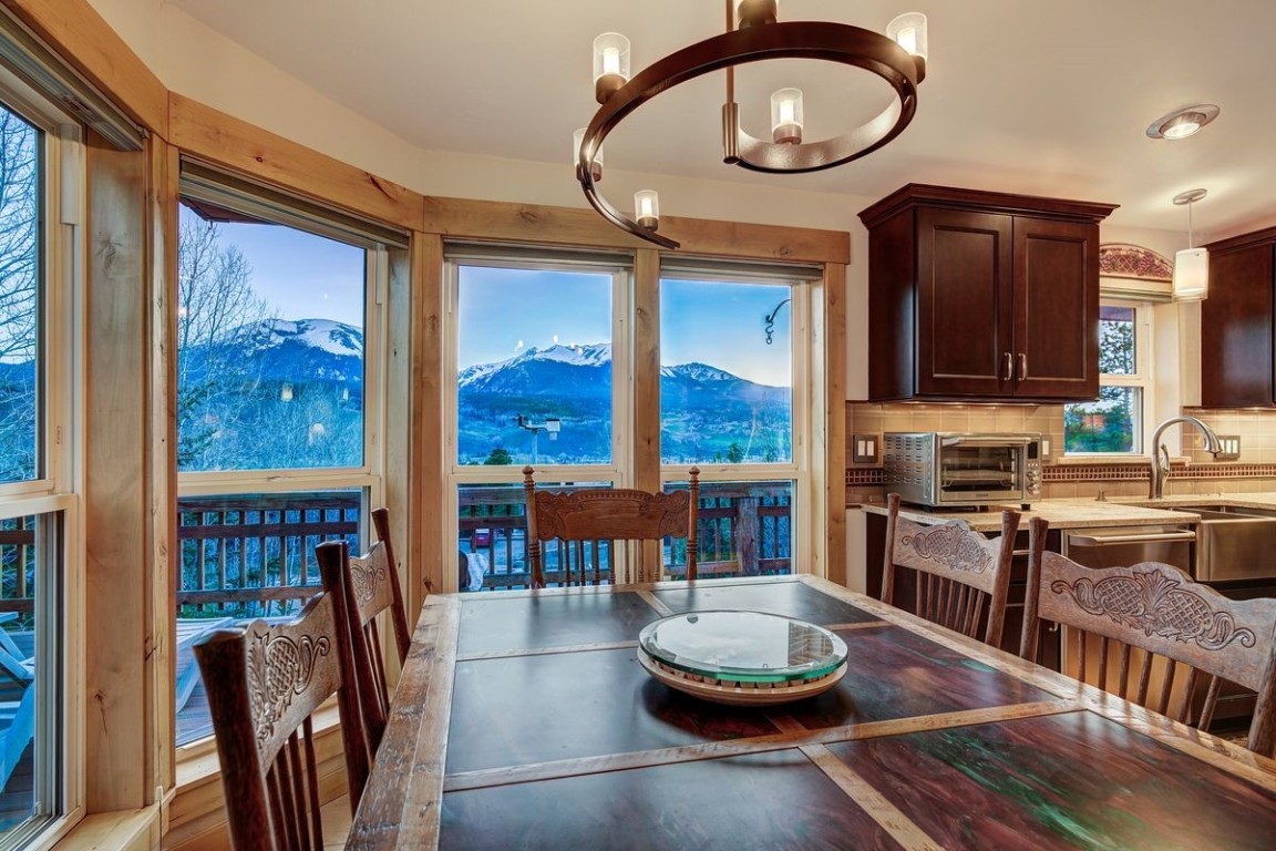 379 Hummingbird Circle Silverthorne, CO 80498 - Photo 8 of 44 a kitchen with a table chairs stove and kitchen view