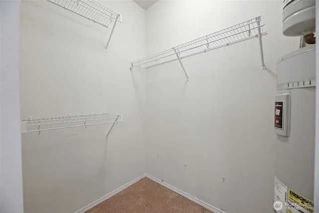 a view of a room with racks on the wall