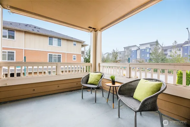 a balcony with city view