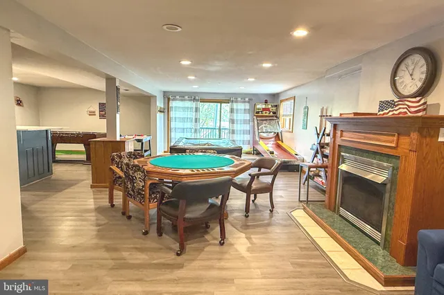 an aerial view of a house with swimming pool