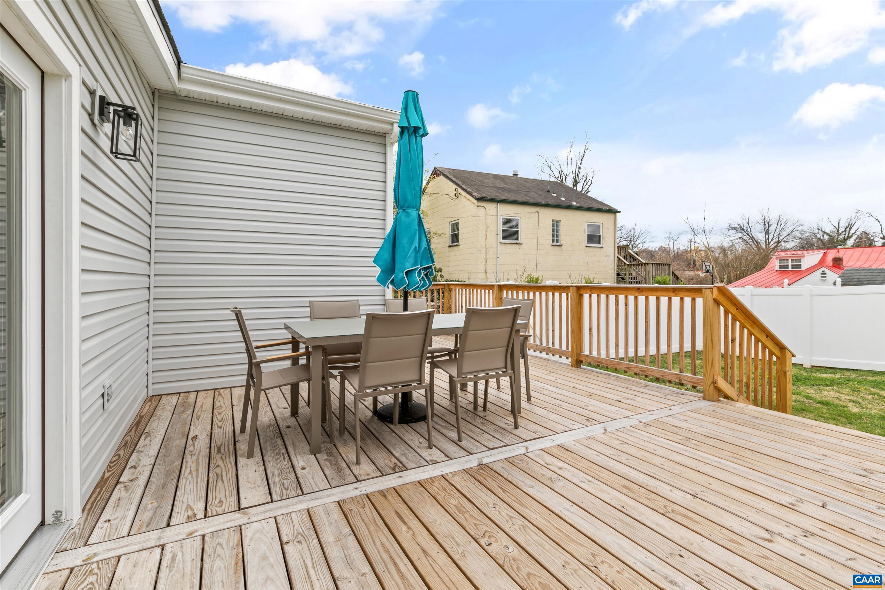 708 West Street Charlottesville, VA 22903 - Photo 21 of 34 a view of a roof deck with table and chairs floor to ceiling window with wooden floor