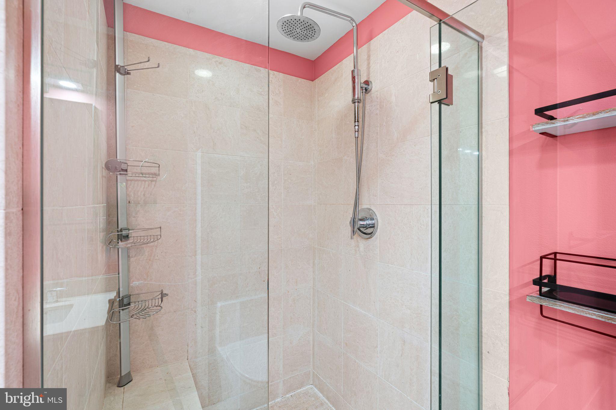 1101 Locust Street, Unit 4L Philadelphia, PA 19107 - Photo 21 of 25 a bathroom with a shower and a mirror