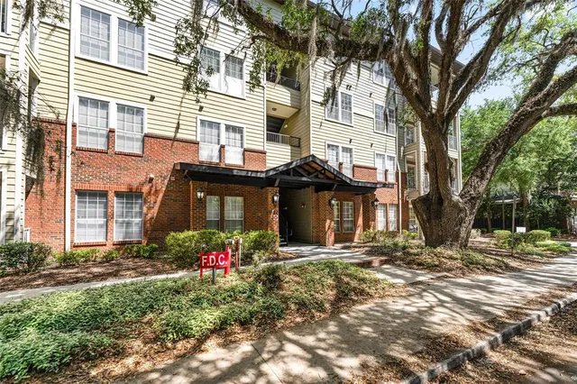 a view of a building with a street