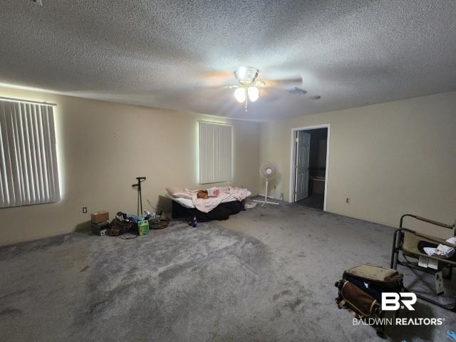 32749 Antietam Road Lillian, AL 36549 - Photo 5 of 47 Misc room with a textured ceiling, ceiling fan, and carpet floors