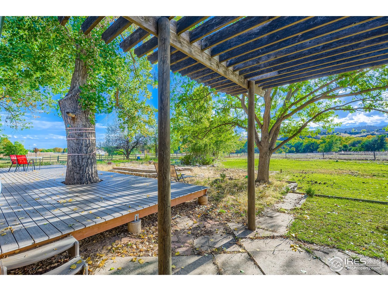 6921 Ridge Valley Court Loveland, CO 80538 - Photo 39 of 50 a view of a backyard with a floor to ceiling window next to a yard