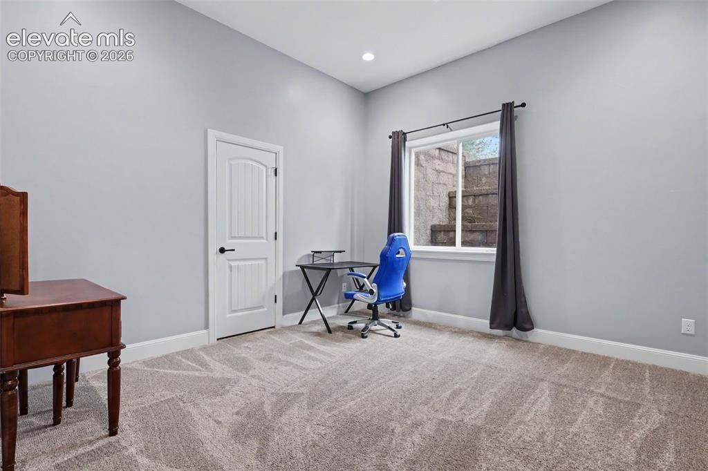 21 Leaming Road Colorado Springs, CO 80906 - Photo 34 of 48 Carpeted room featuring light gray wall paint and white baseboards