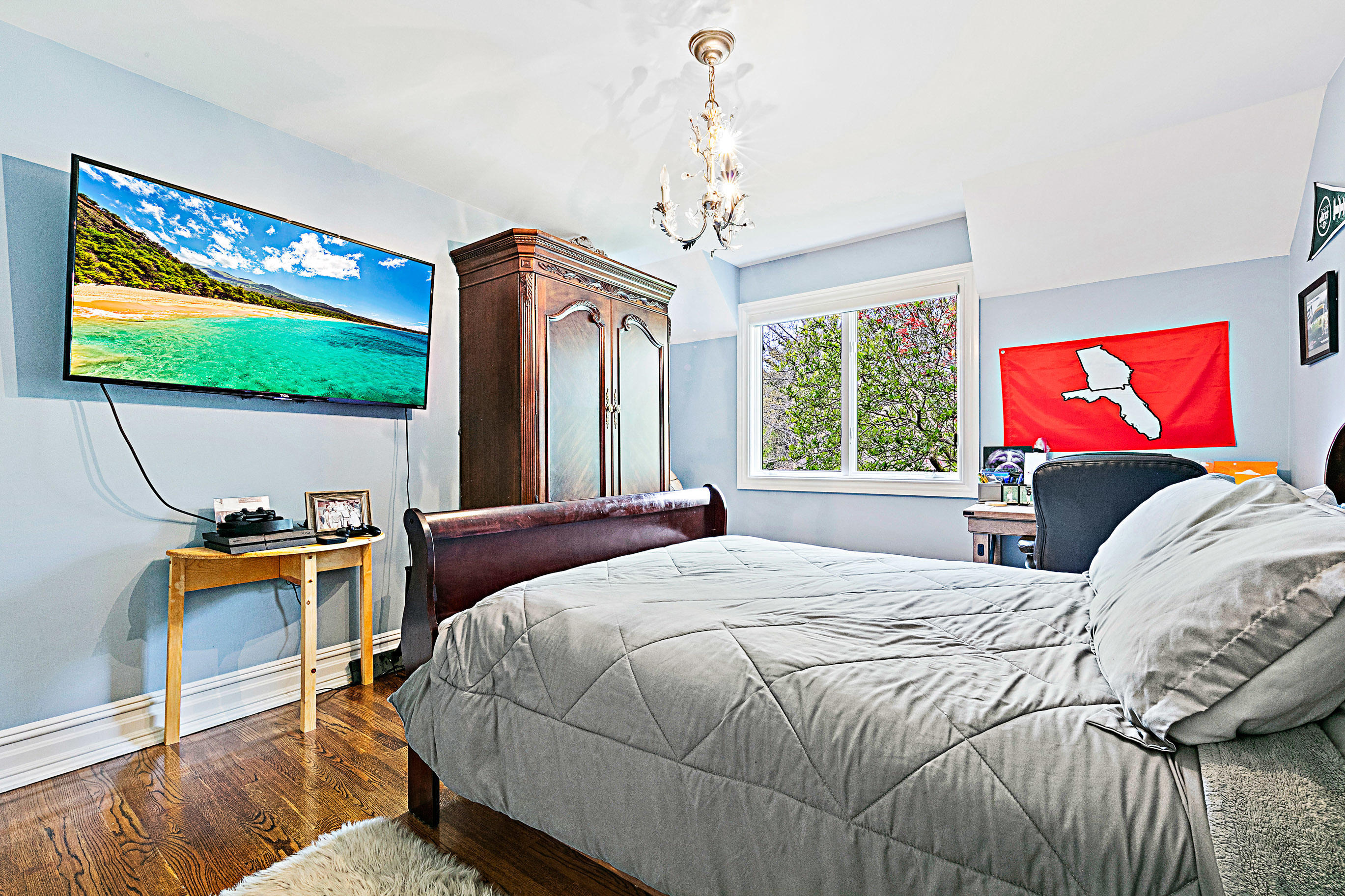 5 Post Road Rumson, NJ 07760 - Photo 36 of 67 a bedroom with a bed and a flat screen tv