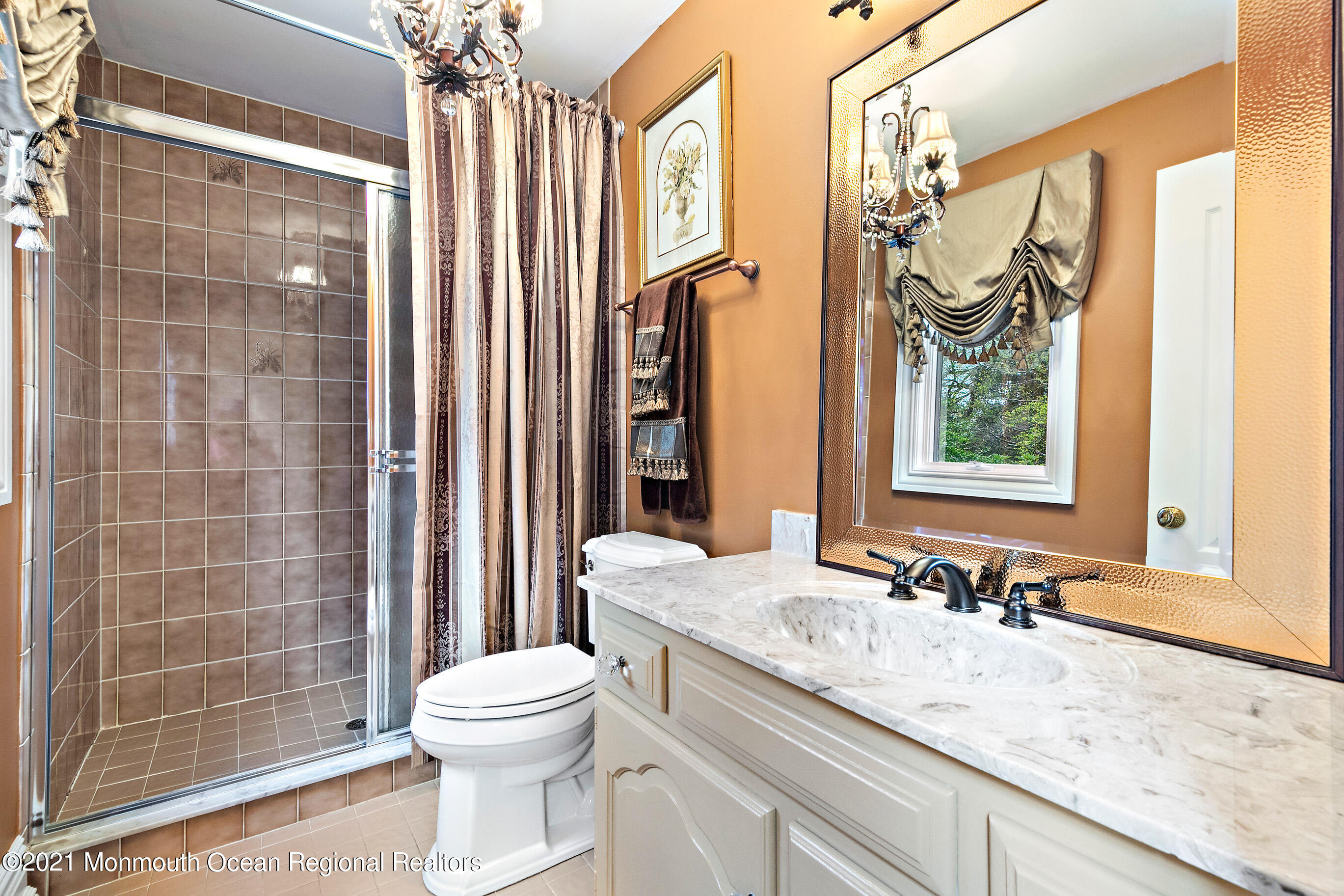 5 Post Road Rumson, NJ 07760 - Photo 40 of 67 a bathroom with a granite countertop sink toilet and shower