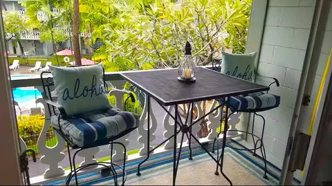 a view of an outdoor seating area