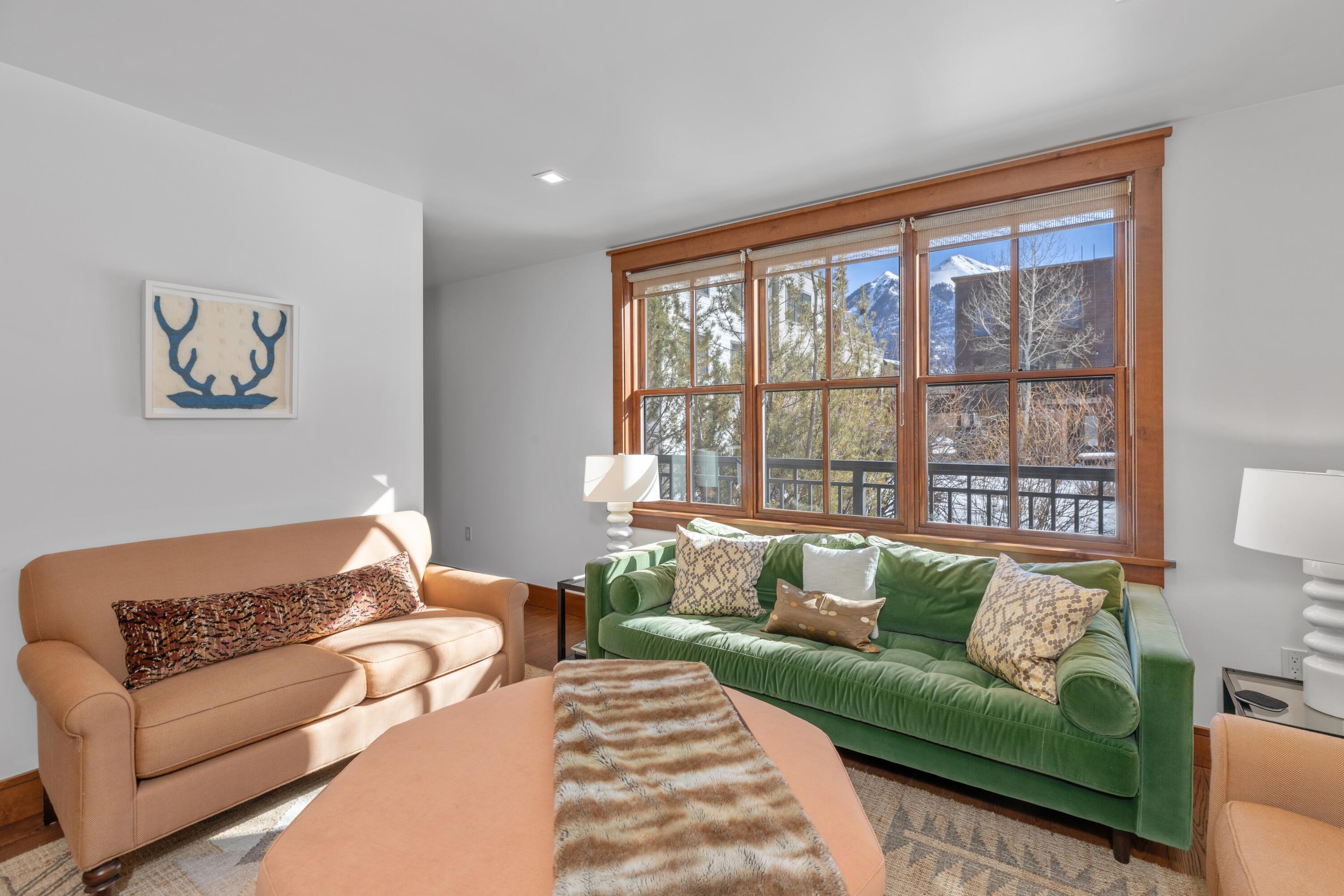 230 South Pine Street, Unit R 102 Telluride, CO 81435 - Photo 3 of 14 a living room with furniture and a large window