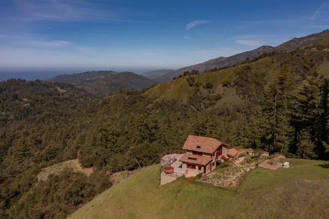an aerial view of a backyard with plants