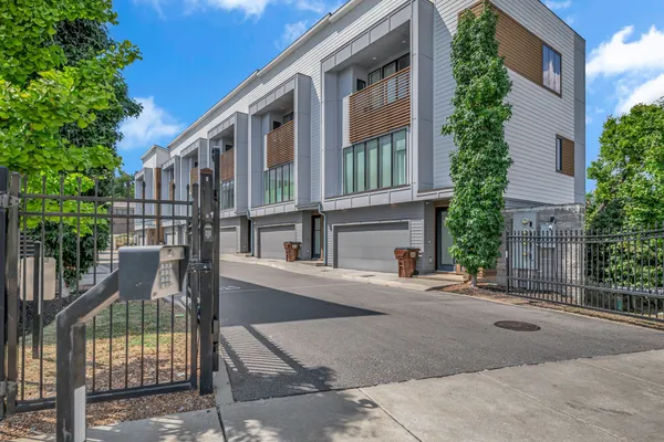 front view of a house with a street