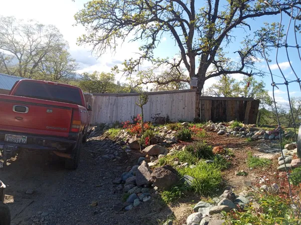 a view of garden with patio