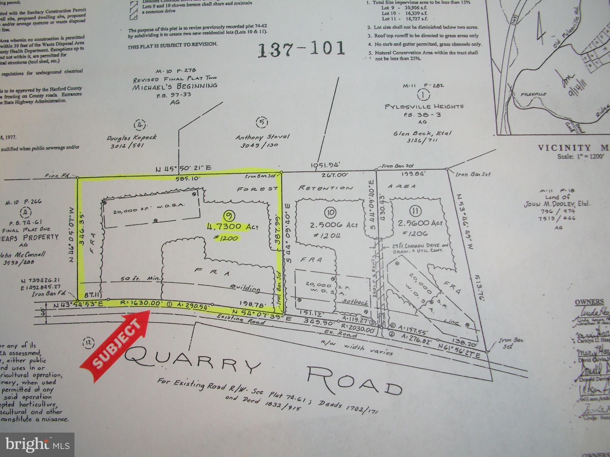 1200 Quarry Road Pylesville, MD 21132 - Photo 1 of 1 View of Plat