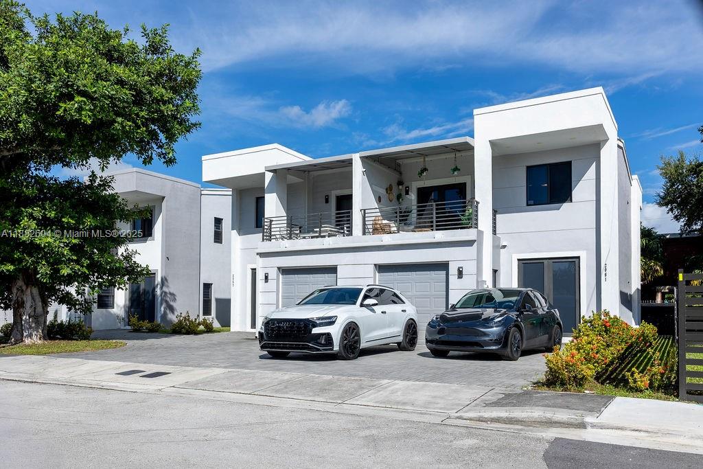 a car parked in front of a building