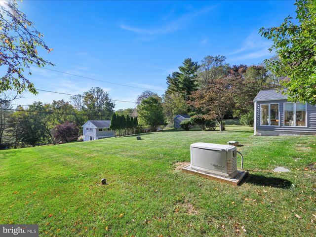 a garden view with a seating space