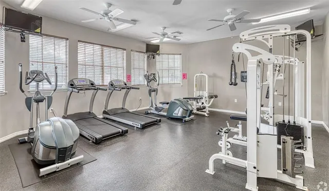 a room with gym equipment