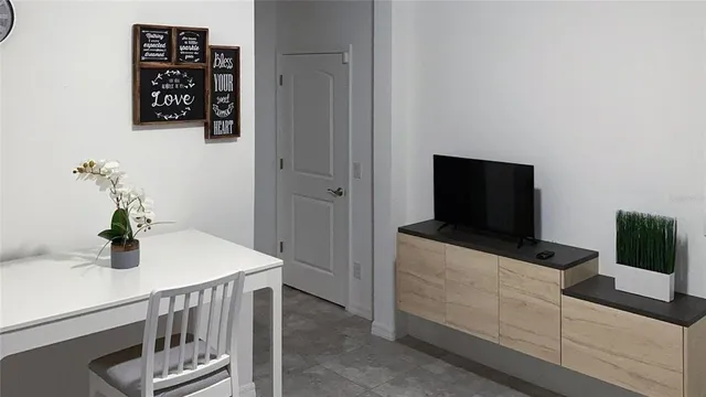 a close view of stove and microwave