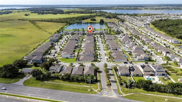 an aerial view of a house