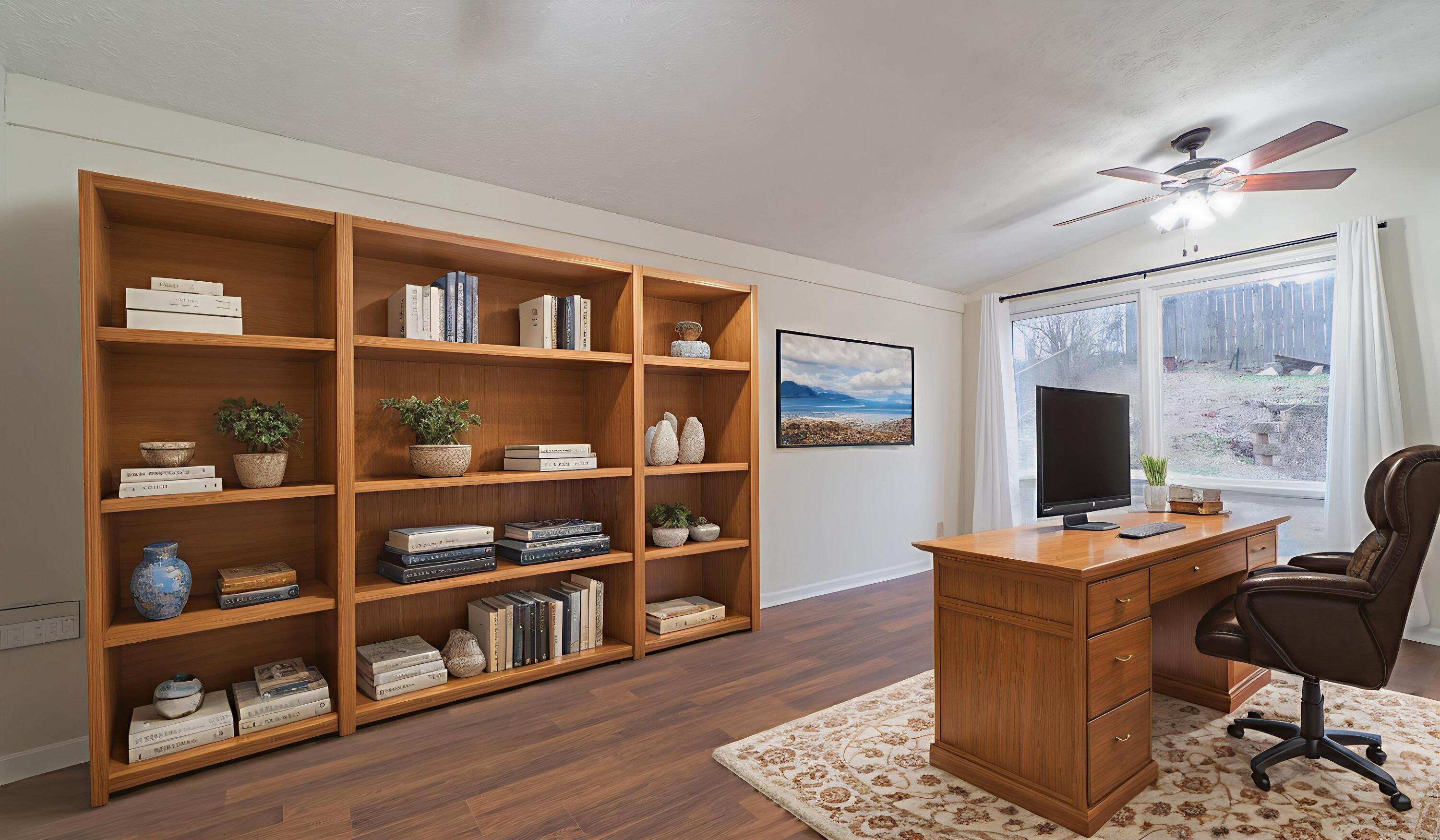 722 Madison Street Michigan City, IN 46360 - Photo 7 of 43 a view of a workspace with furniture and a window