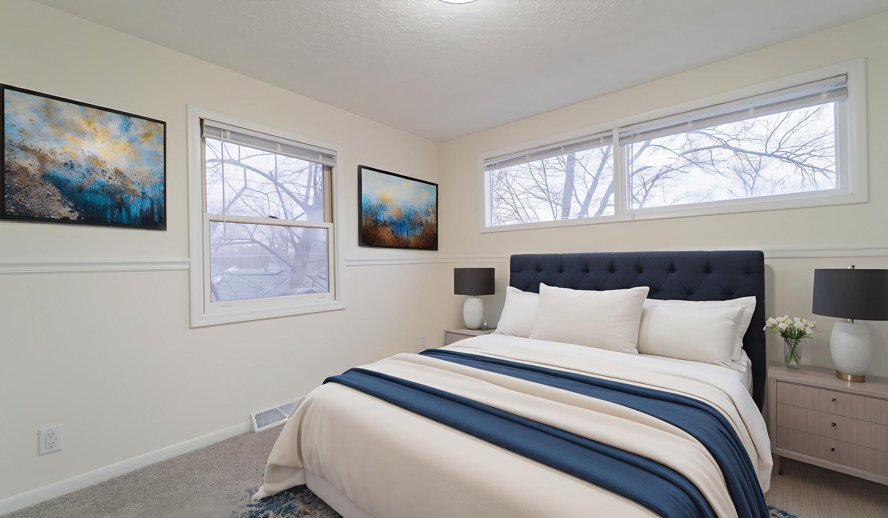 722 Madison Street Michigan City, IN 46360 - Photo 9 of 43 a bedroom with bed and wooden floor