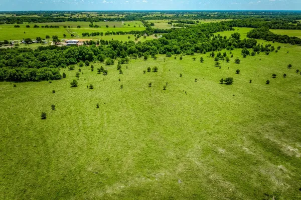 a view of a large yard with green space