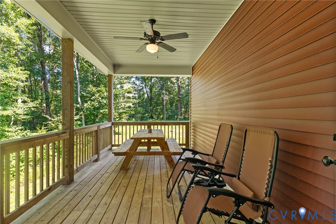 3763 Old Ridge Road Farmville, VA 23901 - Photo 36 of 44 Wooden terrace with ceiling fan