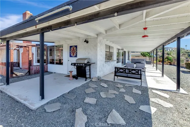 a view of a porch with a backyard