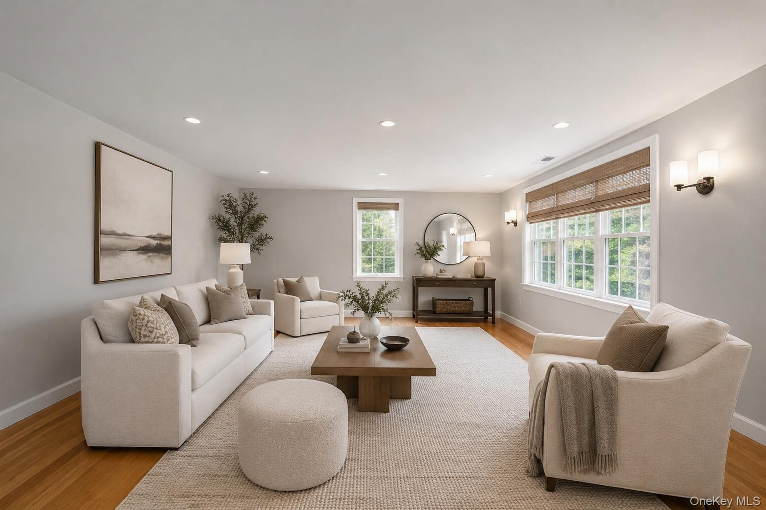12 Leeside Road Carmel, NY 10512 - Photo 6 of 44 Living area featuring wood-finish flooring, recessed lighting, and expansive windows