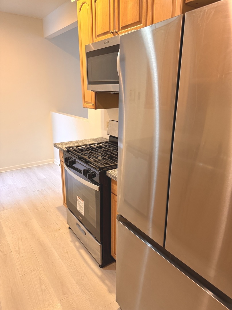 4615 South Michigan Avenue, Unit 2S Chicago, IL 60653 - Photo 6 of 26 a kitchen with stainless steel appliances a refrigerator and a stove