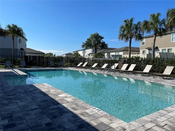 a view of a lake with a park