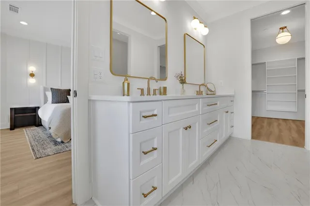 a view of a room with shelf on the wall