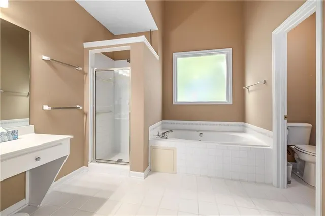 a bathroom with a bathtub a sink a vanity and a shower