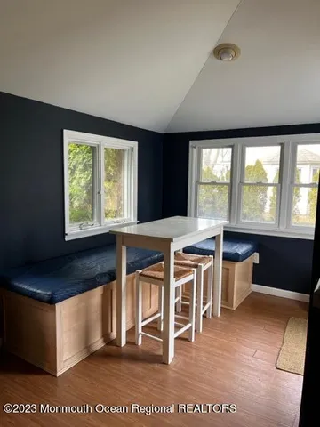 a living room with a large window